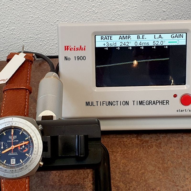 Image 9 of Heuer Calculator; Vintage chronograaf heren horloge