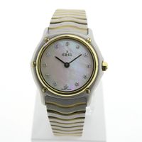 Ebel Wave 'Mother of Pearl'; Gold/steel women's watch with diamonds