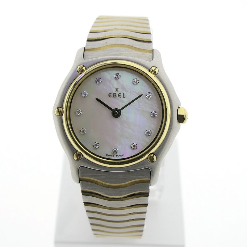 Image 1 of Ebel Wave 'Mother of Pearl'; Gold/steel women's watch with diamonds