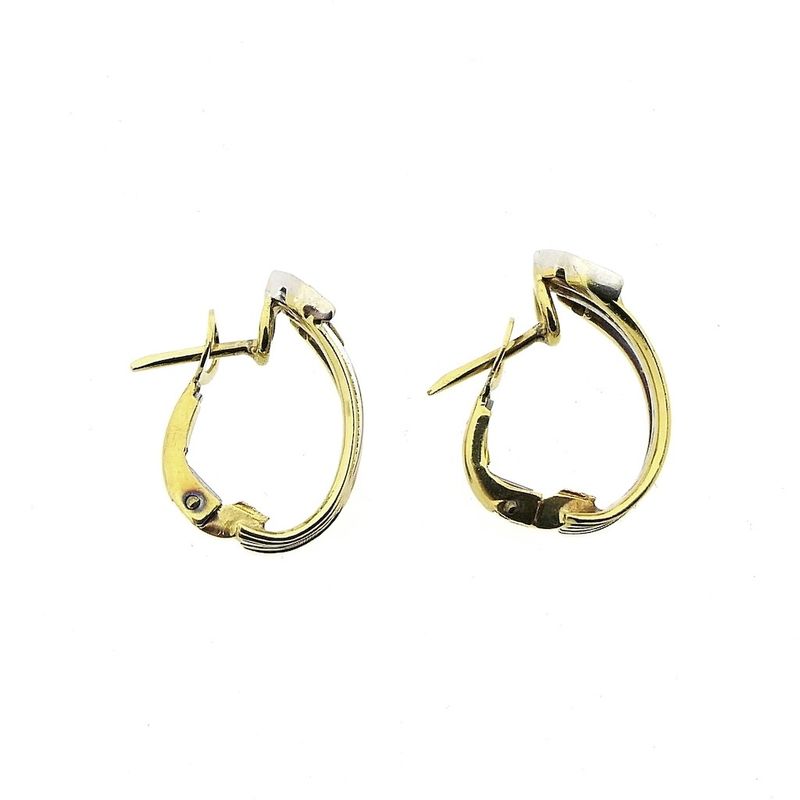 Image 5 of Tricolor gold stud earrings with diamond; 0.04 ct.