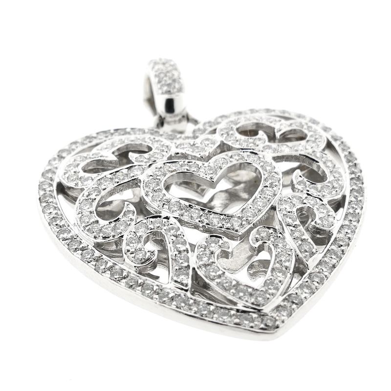 Image 2 of White gold heart pendant with diamonds; 0.815 ct.