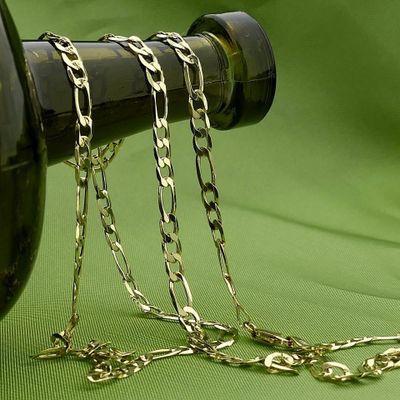 Image 2 of 14k Gold Figaro Necklace; 60.5 cm