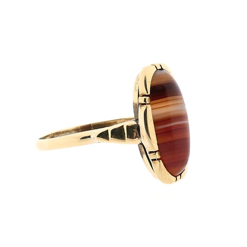 Image 5 of Gold Ring with Carnelian & Band Agate