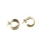 Image 5 of 18 ct. Tricolor gold semi-circular stud earrings