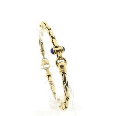 Image 1 of Vintage gold anchor link bracelet with lapis lazuli | 19.5 cm
