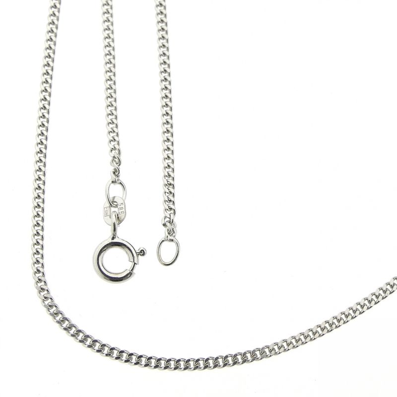 Image 1 of White gold gourmet link necklace | 46.5 cm