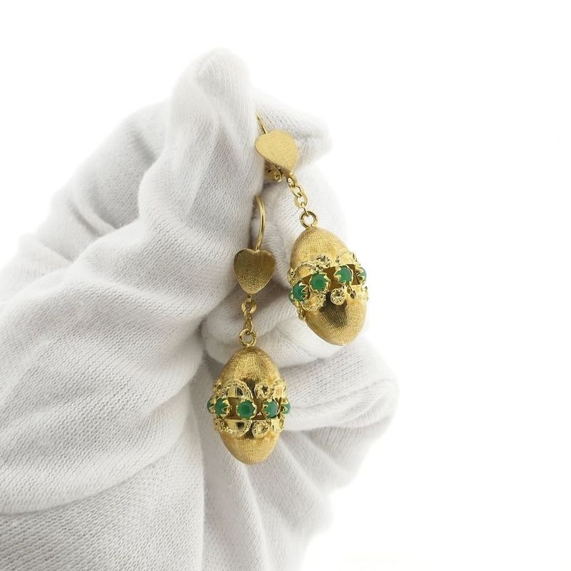 Image 7 of Gold earrings with chrysoprase