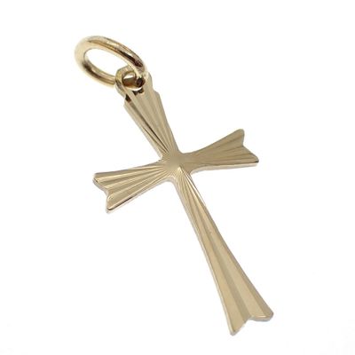 Image 2 of Gold pendant of a small cross with relief