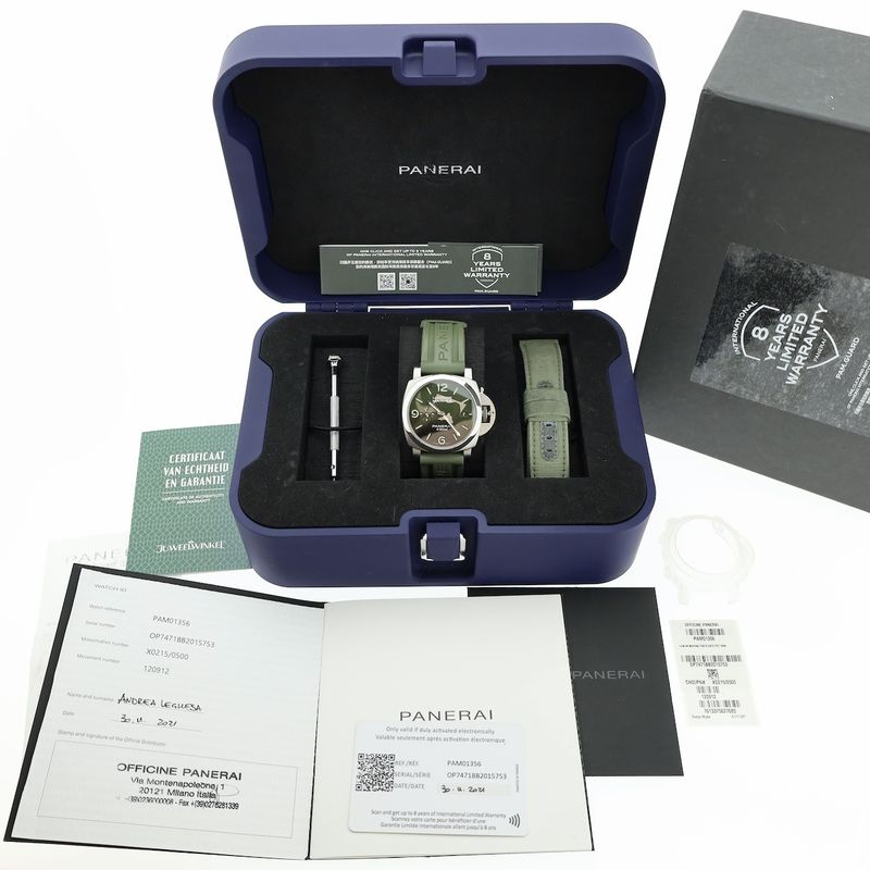 Image 18 of Panerai Luminor Marina Verde Smeraldo PAM01356; Automatic Men's Watch