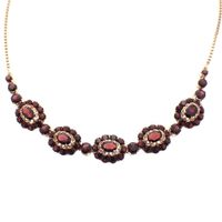 Antique gold Venetian link necklace with garnet