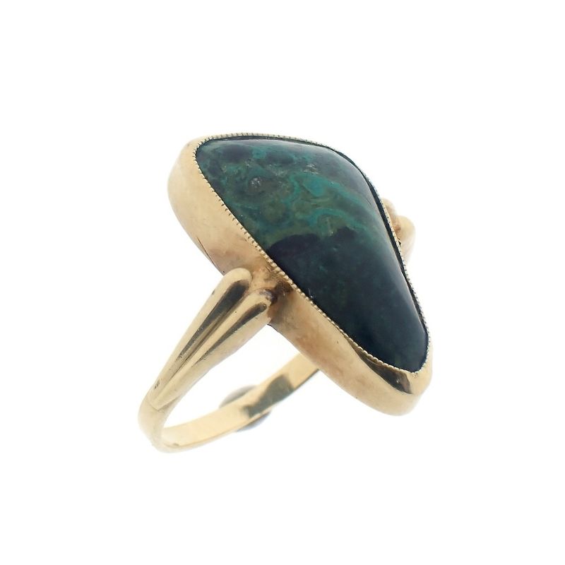 Image 1 of Gold ladies ring with malachite