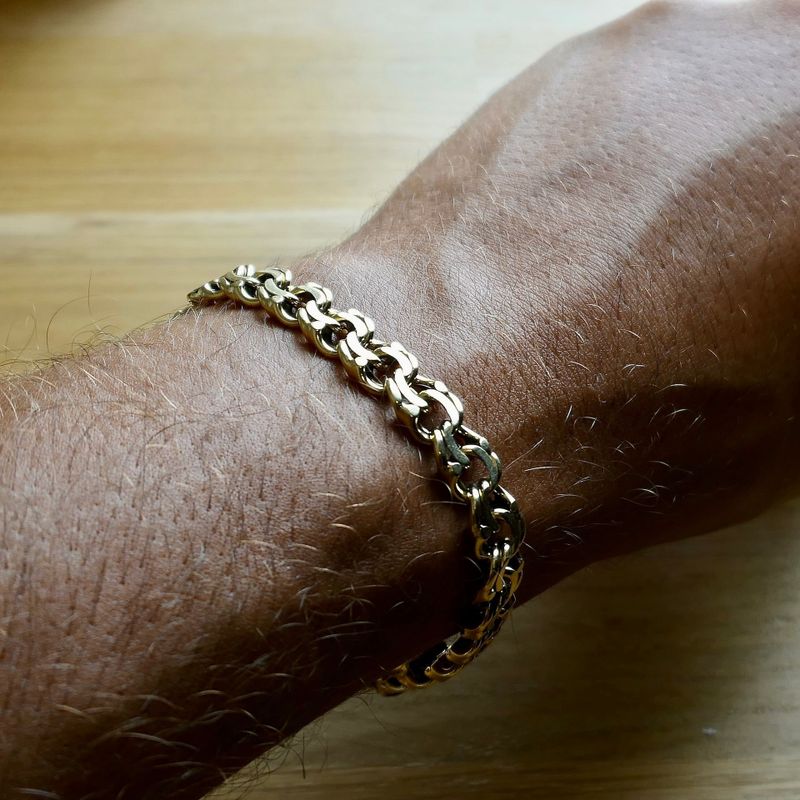 Afbeelding 10 van Massief gouden platte Prince of Wales schakelarmband | 21 cm