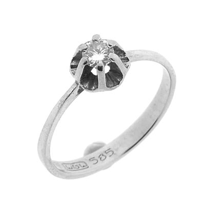 Image 1 of White gold solitaire ring with diamond | 0.15 ct.