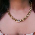 Image 7 of Cadaro two-tone gold necklace with sapphire and diamonds; 0.96 ct.