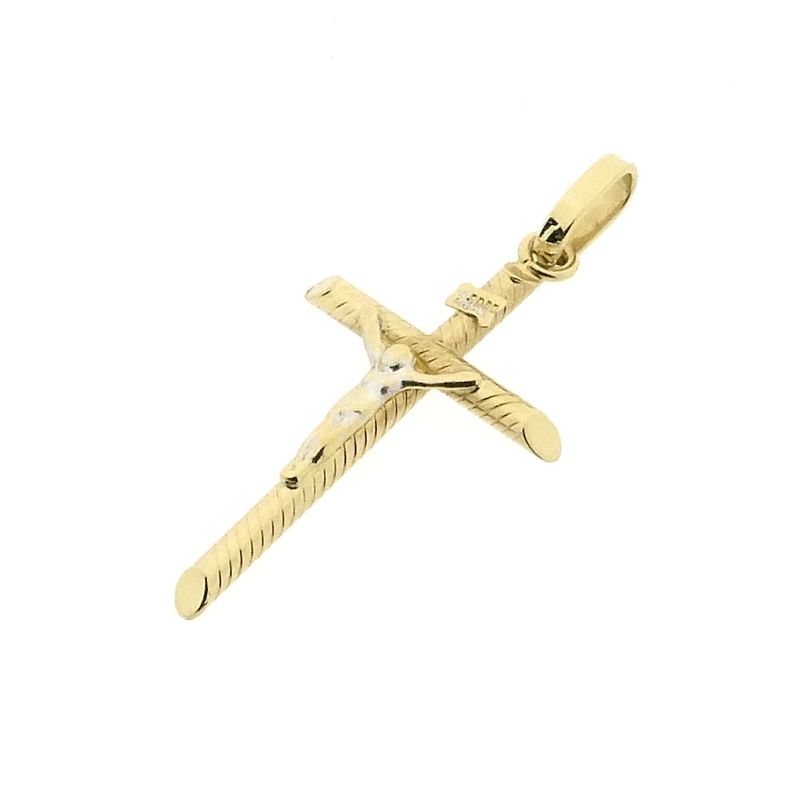 Image 10 of Gold pendant of a cross with corpus | INRI