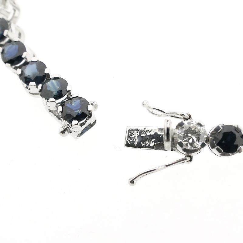 Image 6 of 18K white gold tennis bracelet with diamond and sapphire | 18 cm