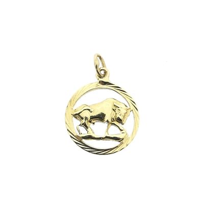 Image 1 of Gold zodiac sign pendant; Taurus