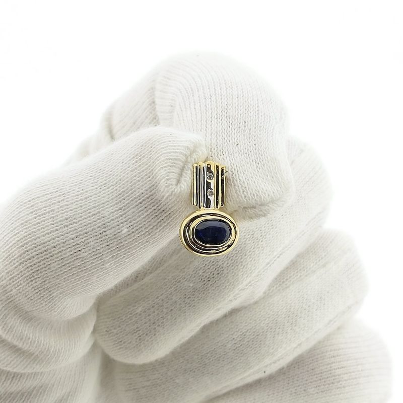 Image 6 of Two-tone gold pendant with sapphire and diamond | 0.01 ct.