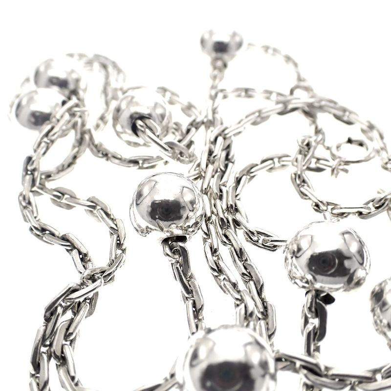 Image 5 of Long silver anchor link necklace with beads