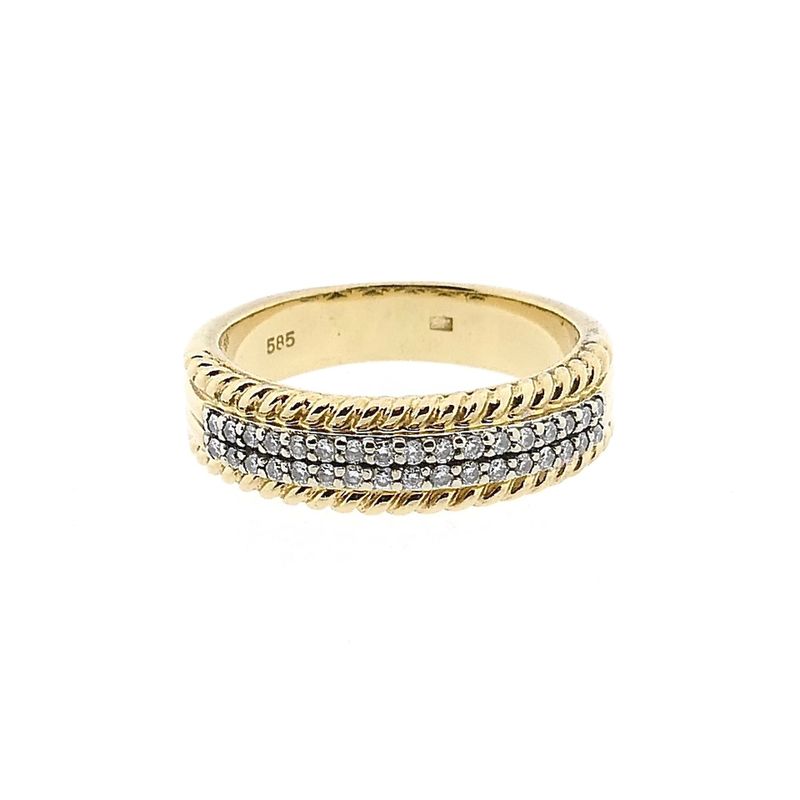 Image 3 of Gold Ring with Diamond; 0.34 ct.; 14 Karat; Size 17.75