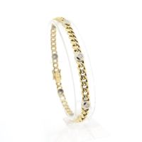 Two-tone gold flat gourmet link bracelet with diamonds; 0.42 ct.