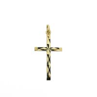 Gold pendant of a cross with facets
