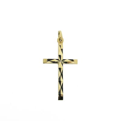 Image 1 of Gold pendant of a cross with facets
