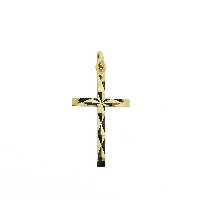 Image 1 of Gold pendant of a cross with facets