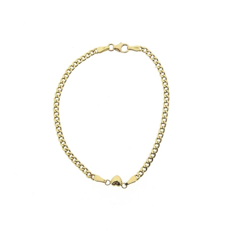 Image 3 of Gold gourmet link bracelet with a heart | 18.5 cm