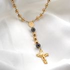 Image 4 of Gold rosary necklace with patinated beads