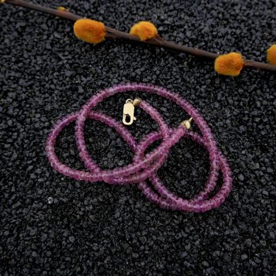 Image 2 of 9K Pink Tourmaline Bead Necklace | 45cm