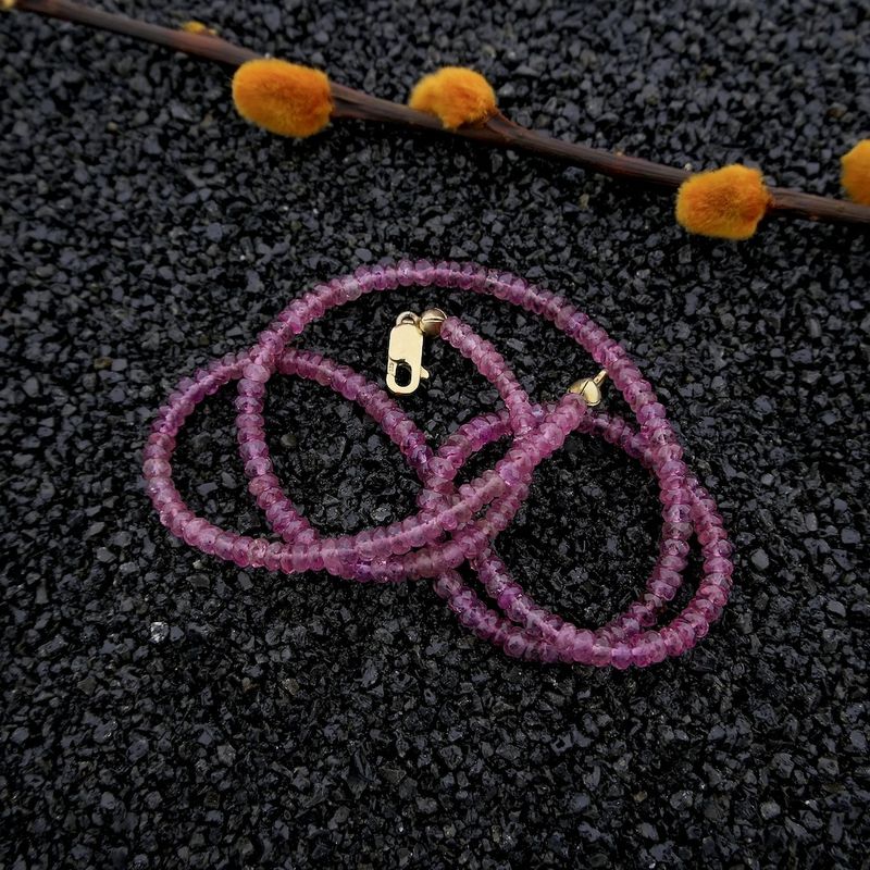 Image 2 of 9K Pink Tourmaline Bead Necklace | 45cm