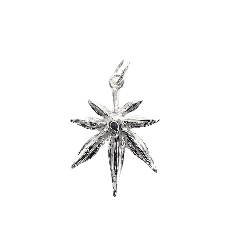 Image 1 of Silver marijuana leaf charm