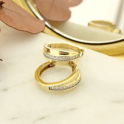 Image 2 of Gold earrings with zirconia | Ø 14.5 mm