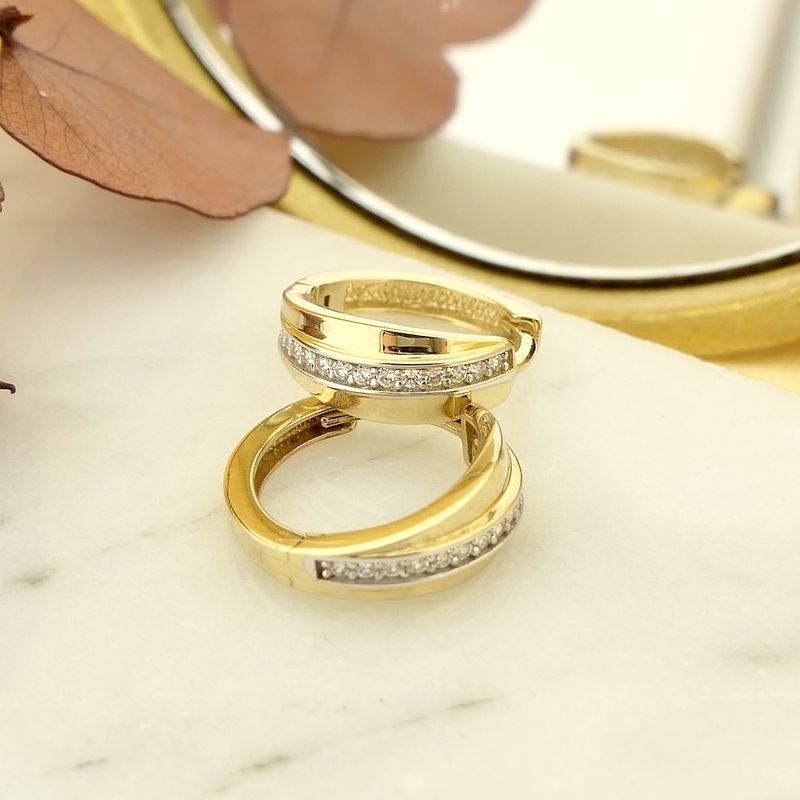 Image 2 of Gold earrings with zirconia | Ø 14.5 mm