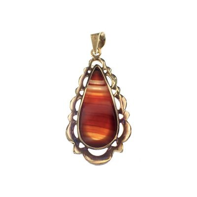 Image 2 of Vintage/antique gold pendant with carnelian bandagate