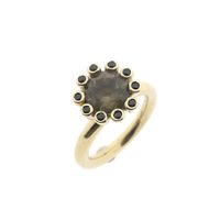 Gold 'Sprite' ring with smoky quartz and sapphire | BRON