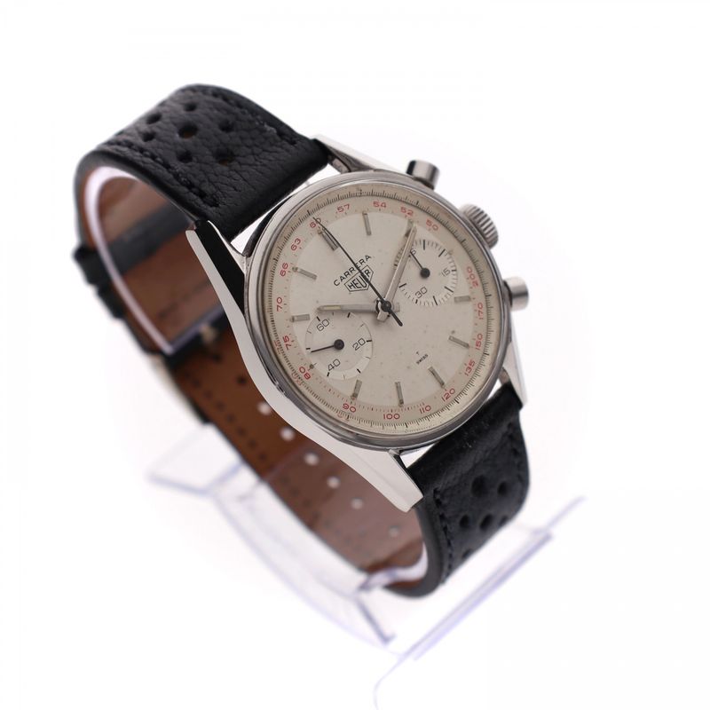Image 4 of Heuer Carrera 'Red Tachymeter' 3647t; Vintage Watch