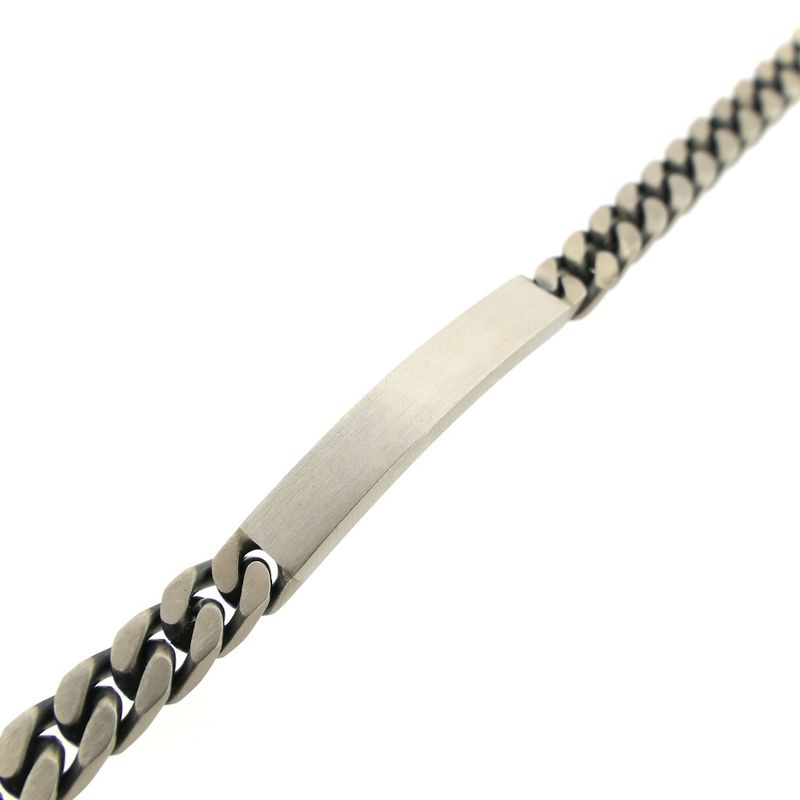 Image 11 of Silver robust gourmet link bracelet with engraving plate; Men