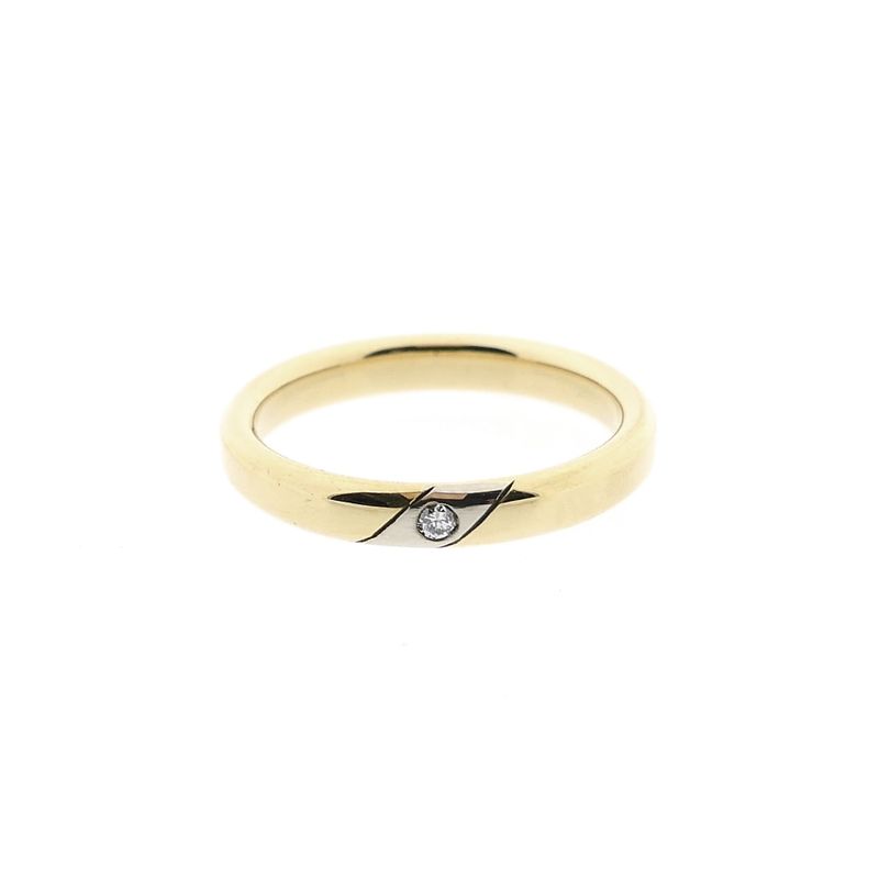 Image 3 of Bicolor Gold Wedding Ring with Diamond; 0.02 ct.