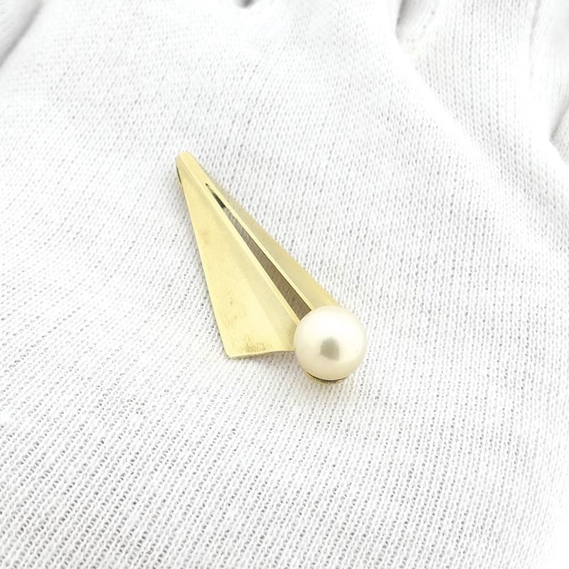 Image 10 of Gold abstract pendant with cultured pearl