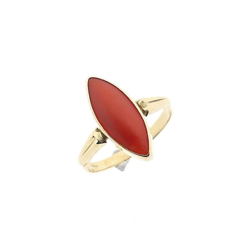 Image 1 of Vintage gold ring with red coral.