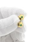 Image 11 of 18 ct. Gold floral stud earrings with jade