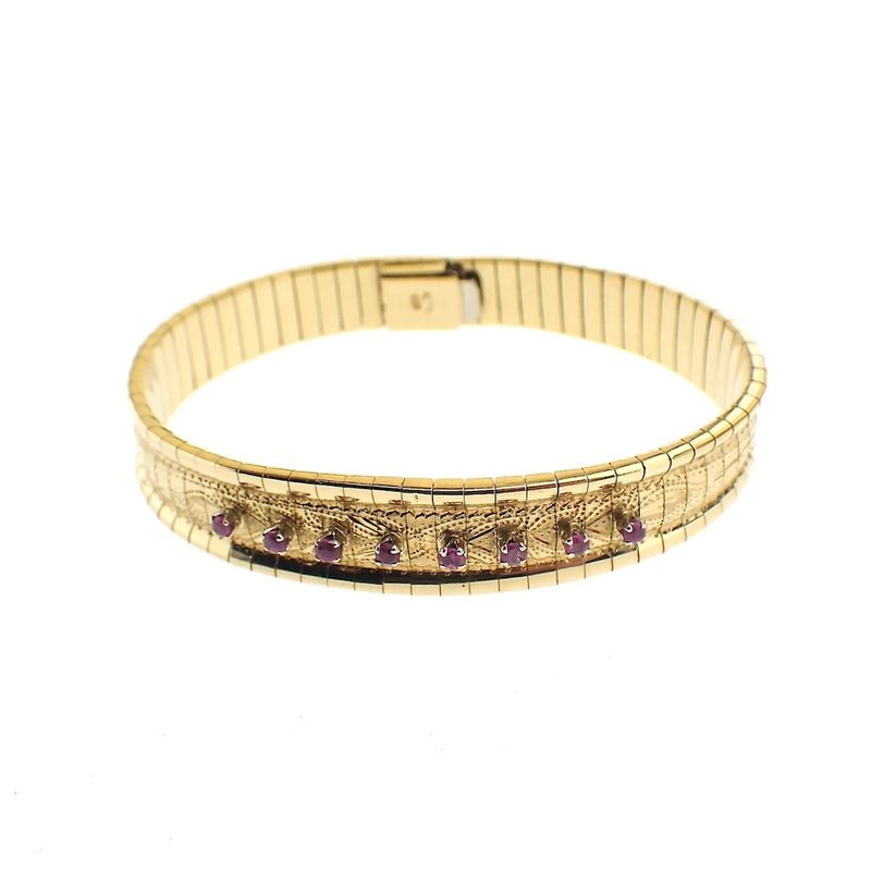 Image 5 of 18K Exclusive gold bracelet with rubies; Vintage | 18.5 cm