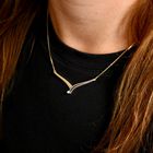 Image 11 of Bicolor Gold Cobra Link Necklace with Pendant & Zirconia; 14 Karat; 42.5 cm