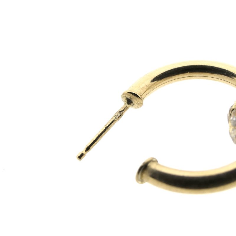 Image 5 of Gold stud earrings with zirconia beads; Ø 20.0 mm