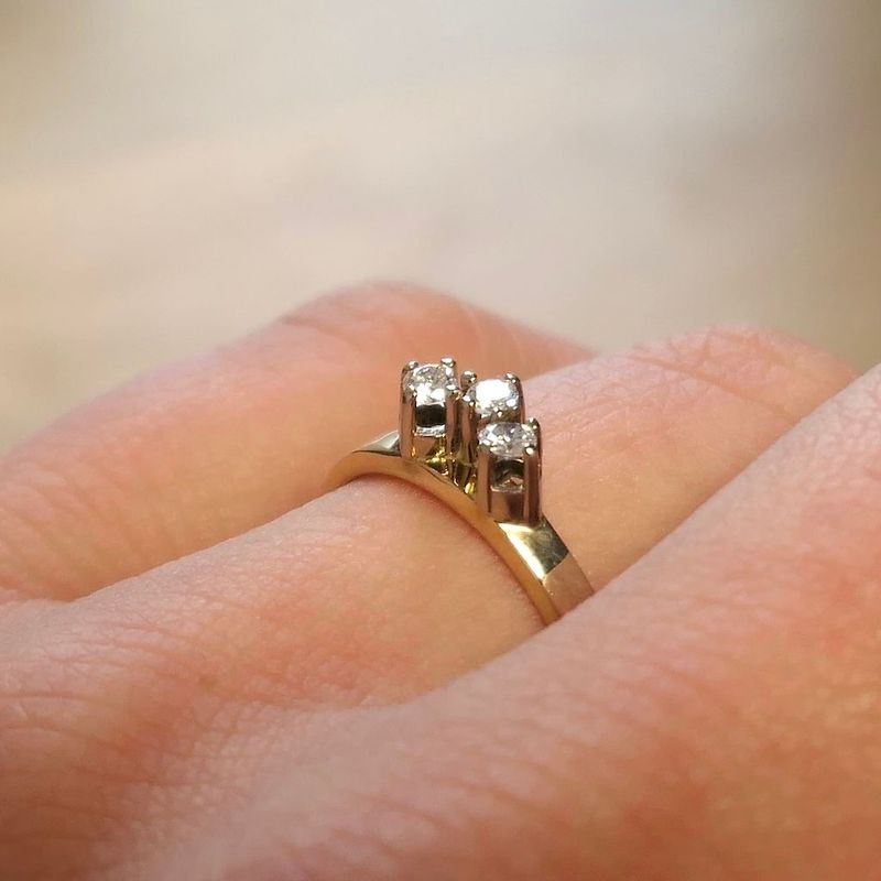 Image 7 of Gold ring with diamonds; 0.12 ct.