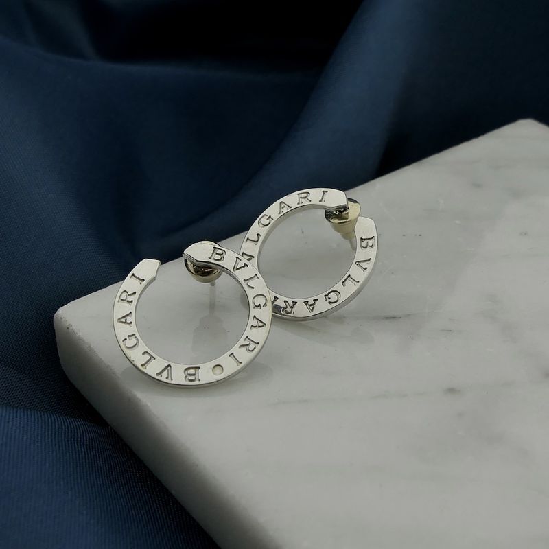 Image 5 of White gold earrings; BVLGARI lookalike