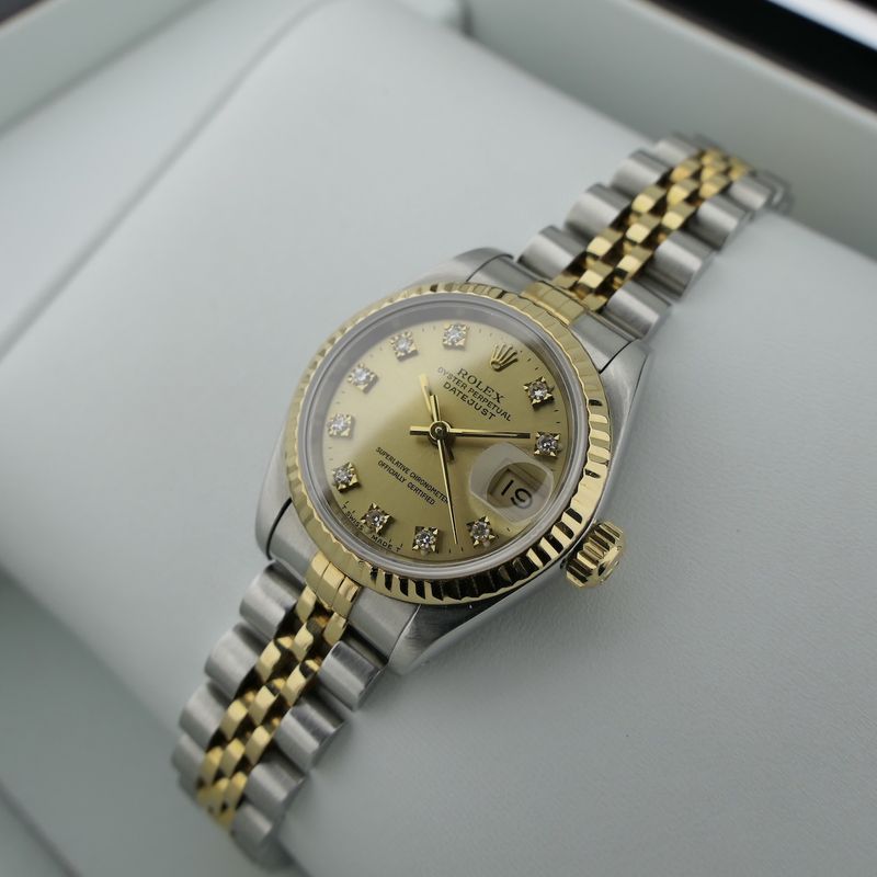 Image 17 of Rolex Lady-Datejust 26mm 69173; 18k. Vintage 18k. gold/steel women's watch with diamonds