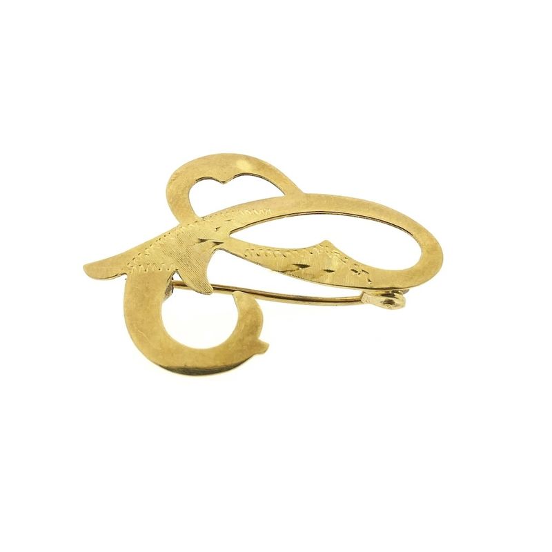 Image 11 of Vintage gold brooch; Letter C